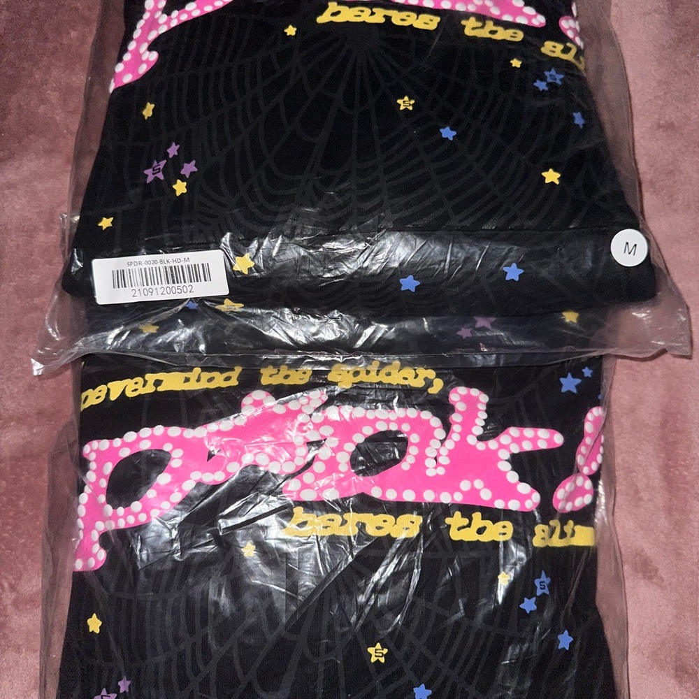Black spider hoodies with Pink and Yellow